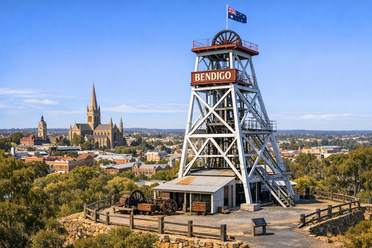 Bendigo Poppet Head AI Generated